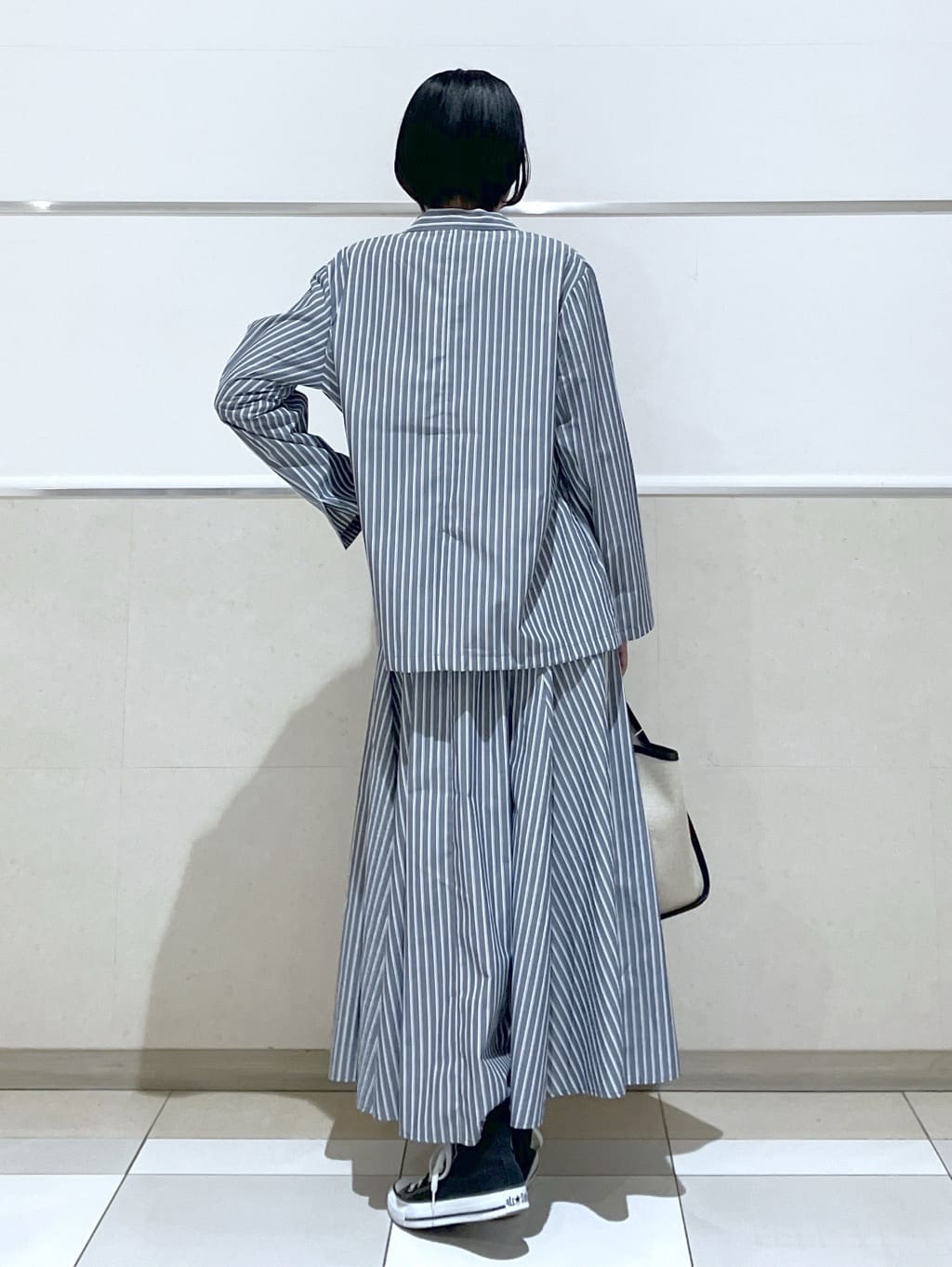 eriko さんの「Dessin｜【セットアップ可/洗える】ストライプシャツジャケット」を使ったコーディネート