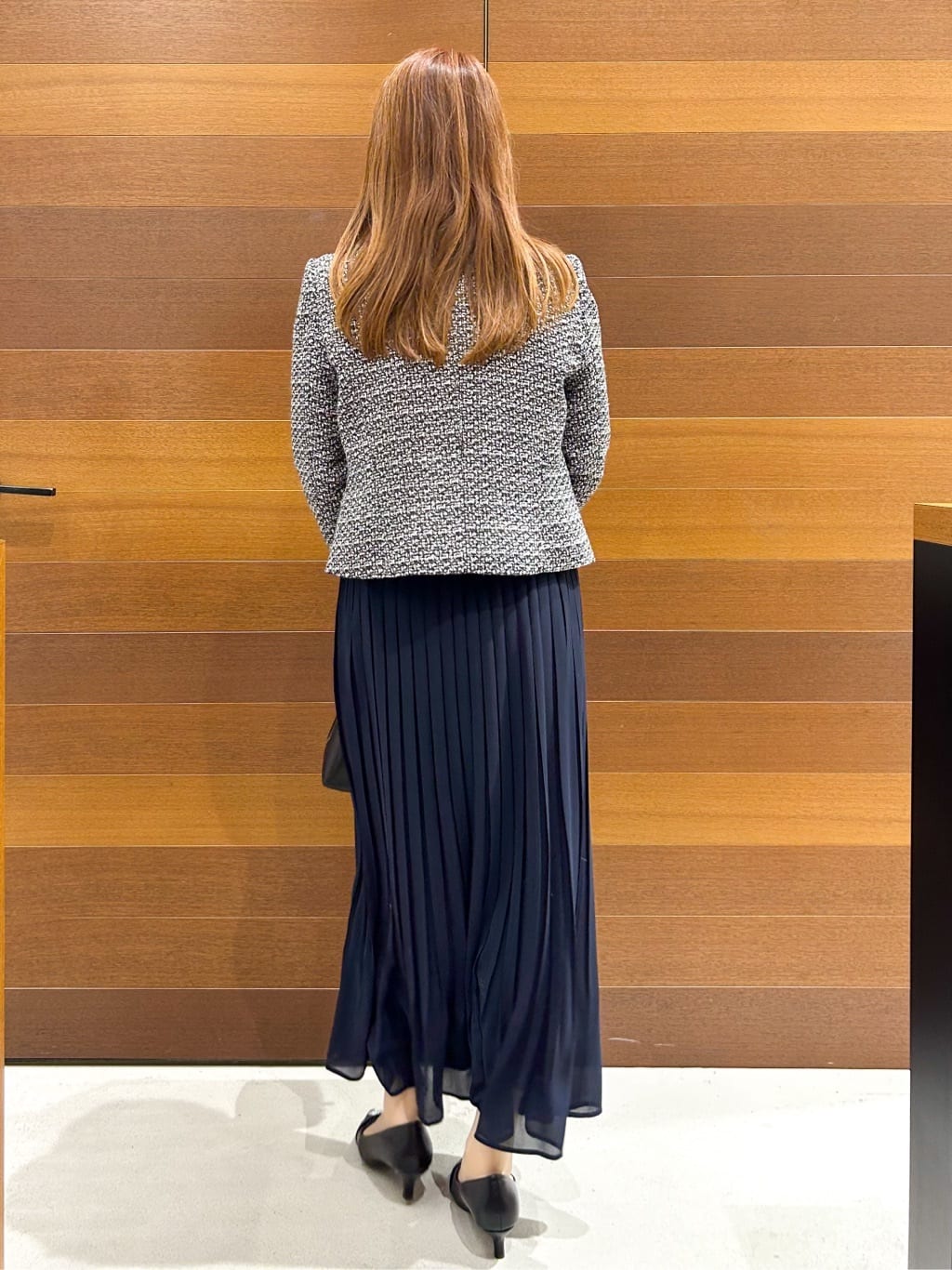 yumiさんの「OPAQUE.CLIP｜《通勤／セットアップ対応》ノーカラーツイードジャケット【洗濯機OK】」を使ったコーディネート
