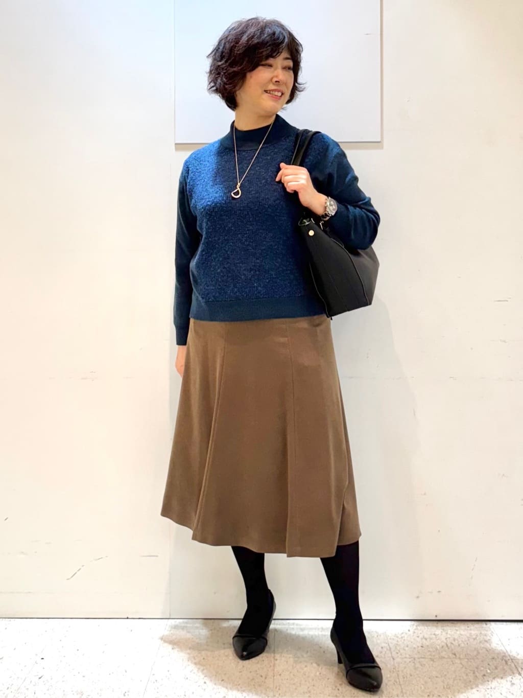 ヤスコさんの「Reflect｜【通勤】スエードライクフレアスカート」を使ったコーディネート