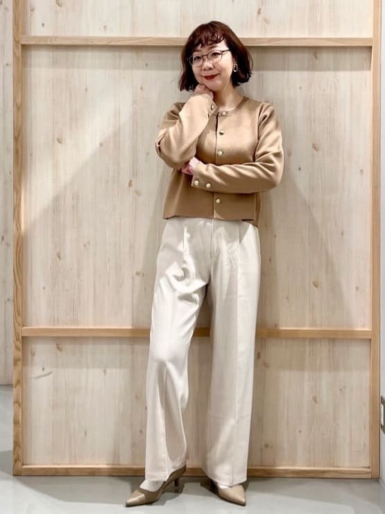 nakoさんの「THE SHOP TK｜ハーフミラノカーデ」を使ったコーディネート