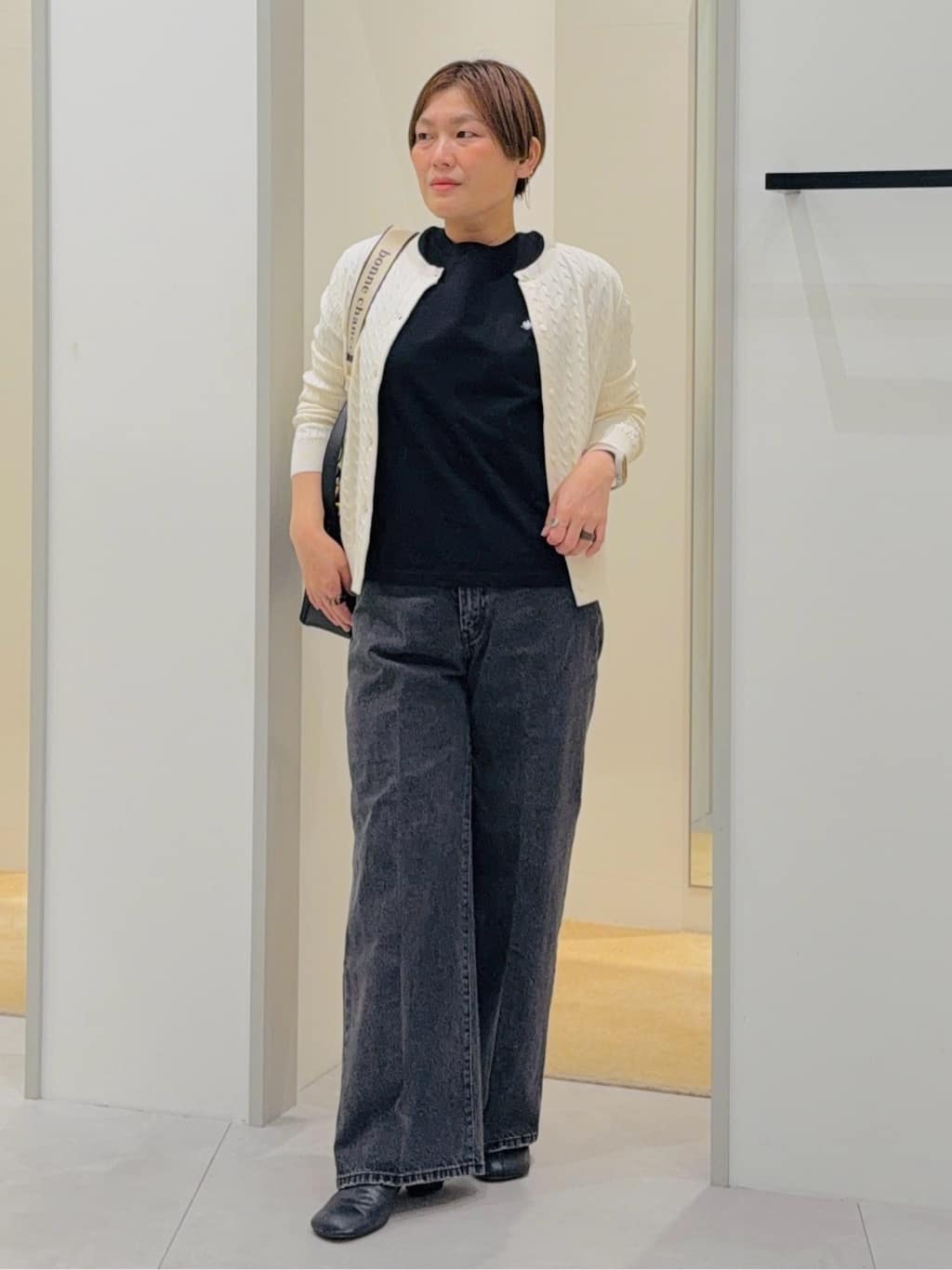 タナさんの「THE SHOP TK｜【POLO BCS 別注】ケーブルカーディガン」を使ったコーディネート