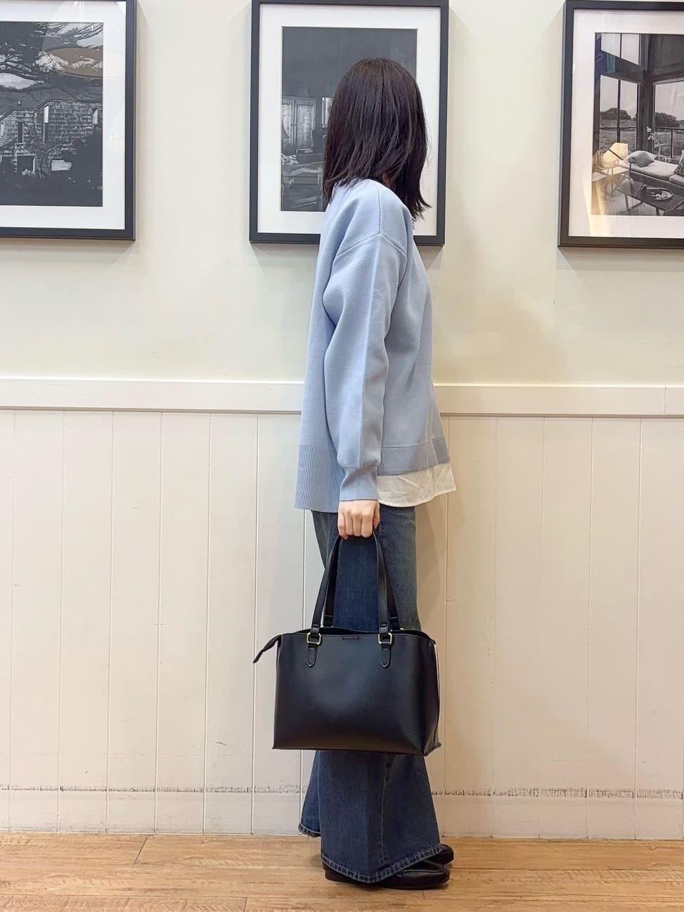 えぬさんの「SHOO･LA･RUE｜【洗濯機可/S-LL/体型カバー】横姿もきれい見え スポンディッシュ Aライントップス」を使ったコーディネート