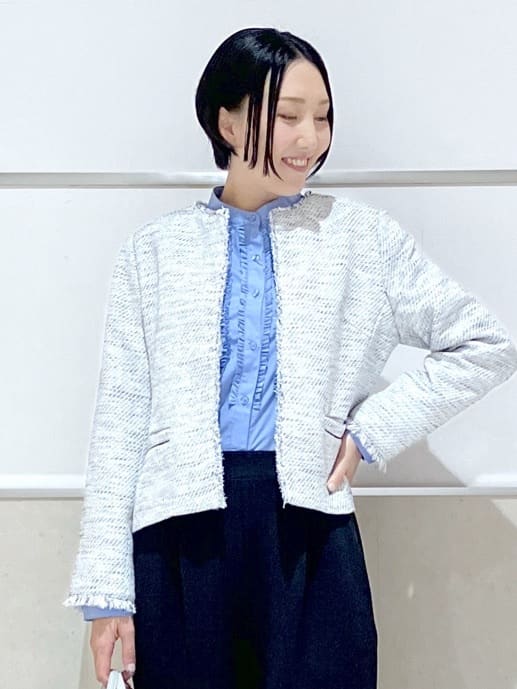 eriko さんの「Dessin｜ツイードクルーネックジャケット」を使ったコーディネート