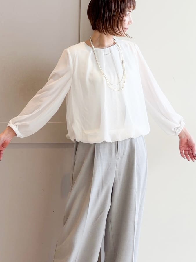 yamakoさんの「grove｜【マシンウォッシュ/防シワ/S-3L】着回しできるカセット服ワイドパンツ」を使ったコーディネート