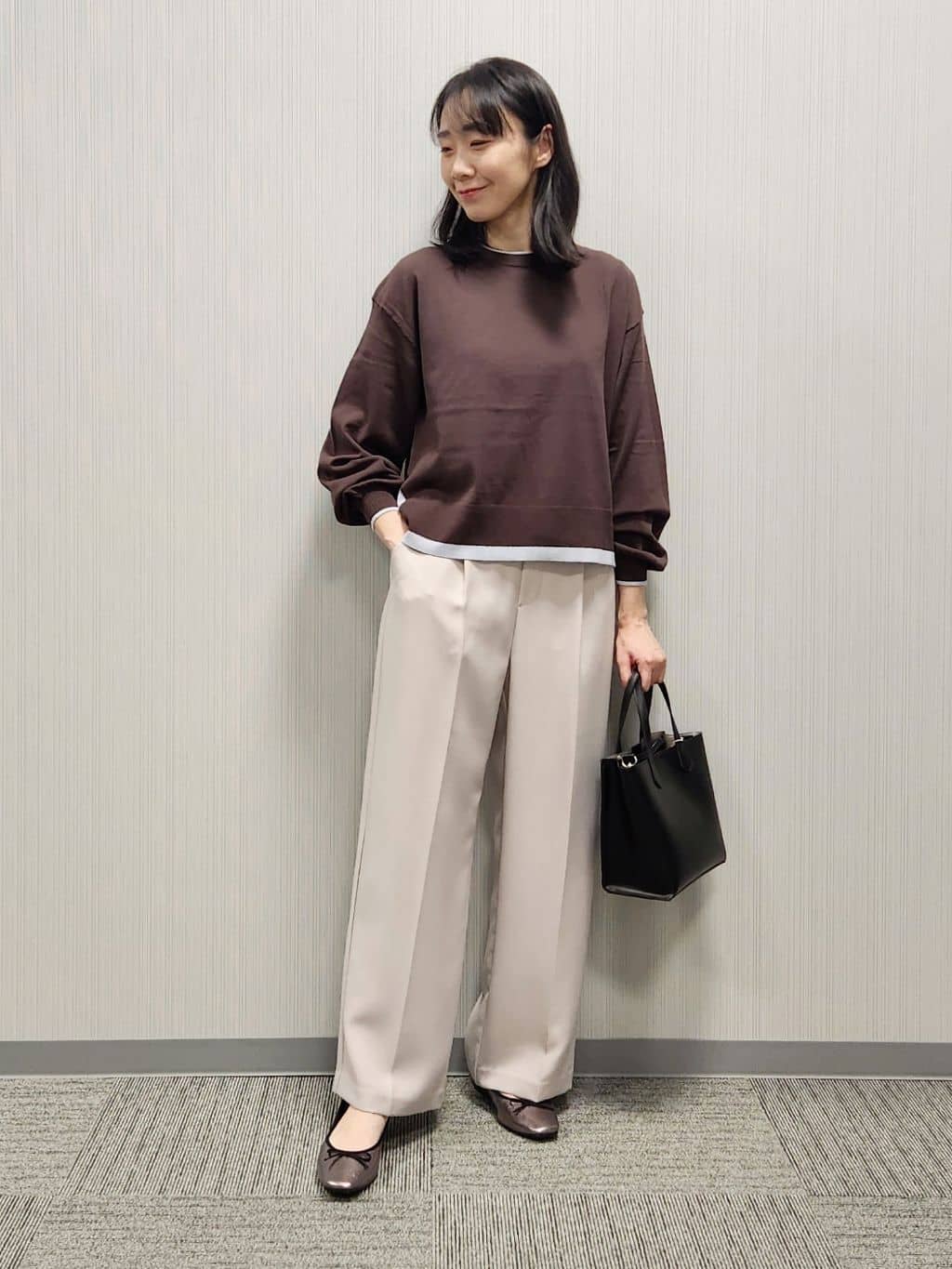 naraさんの「Dessin｜【洗える】バイカラーデザインニット」を使ったコーディネート