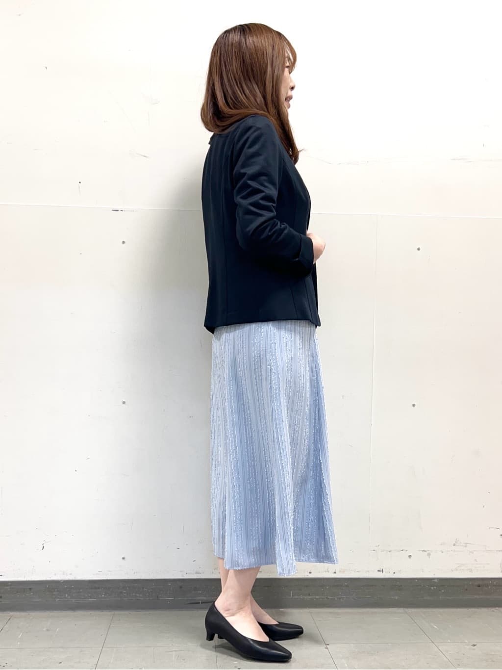 yuさんの「Reflect｜【セットアップ可】ストライプ柄ジャカードブラウス」を使ったコーディネート