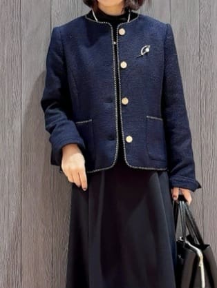 meiさんの「SHOO･LA･RUE｜【S-3L】オンとオフで印象が変わる ライトツイードジャケット」を使ったコーディネート
