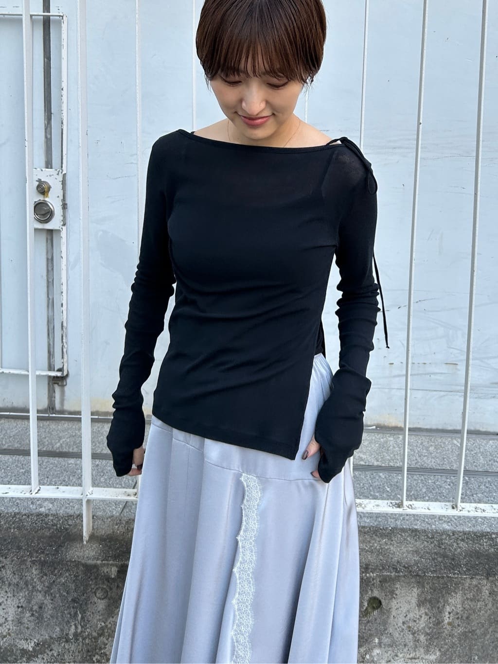 harunaさんの「CODE A｜jersey ribbon pullover」を使ったコーディネート