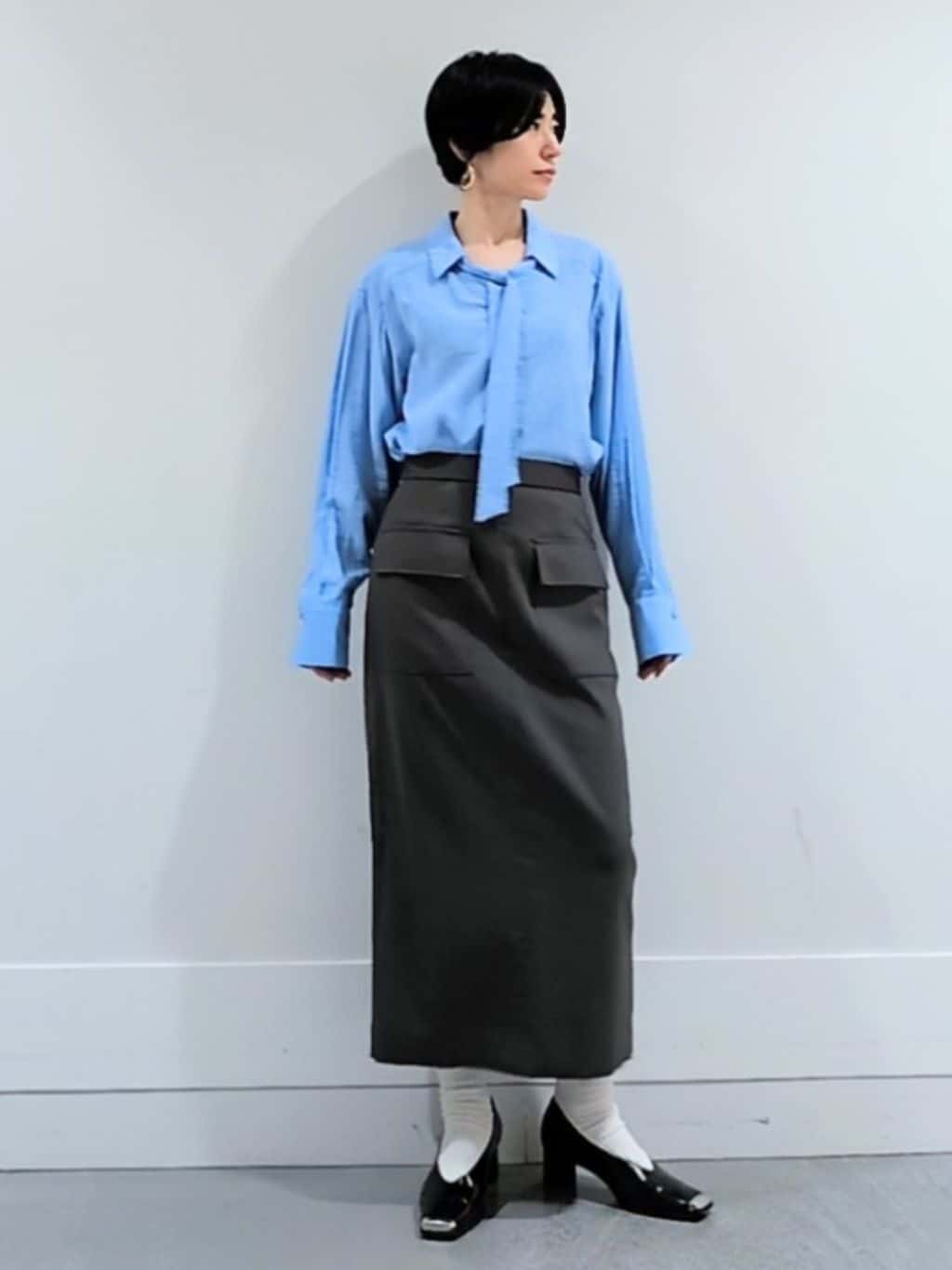 ミズタさんの「UNTITLED｜◆【洗える/接触冷感】リラックスボウタイブラウス」を使ったコーディネート