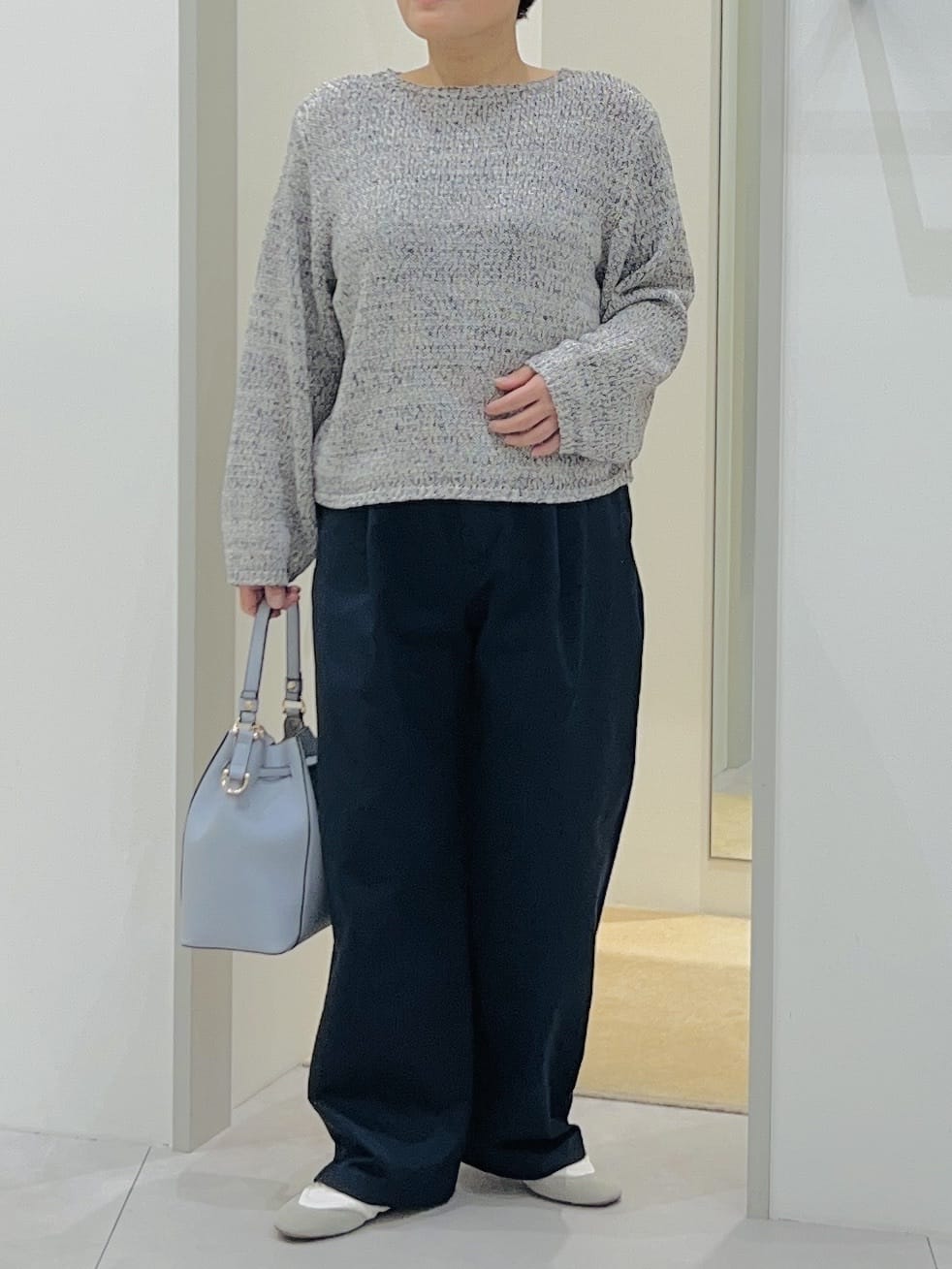 タナさんの「THE SHOP TK｜MIXカラーで軽やかに テープヤーンニット」を使ったコーディネート