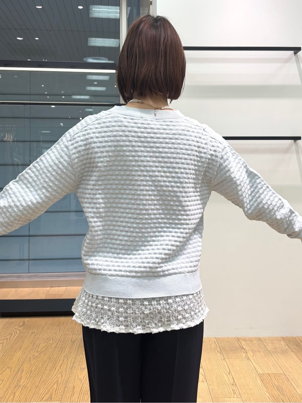 asamiさんの「INDIVI｜【洗える／凹凸編み】ジャカードニット」を使ったコーディネート