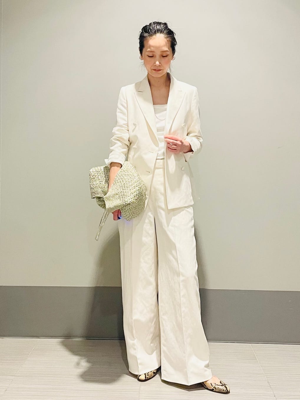 Annさんの「DRESSTERIOR｜【セットアップ可】リネンブレンドダブルブレストジャケット」を使ったコーディネート