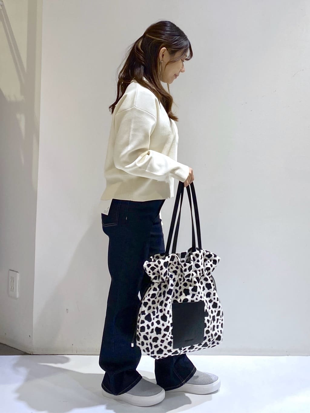 ちぃさんの「OPAQUE.CLIP｜ハーフZIP刺繍ロゴニット【洗濯機OK】」を使ったコーディネート
