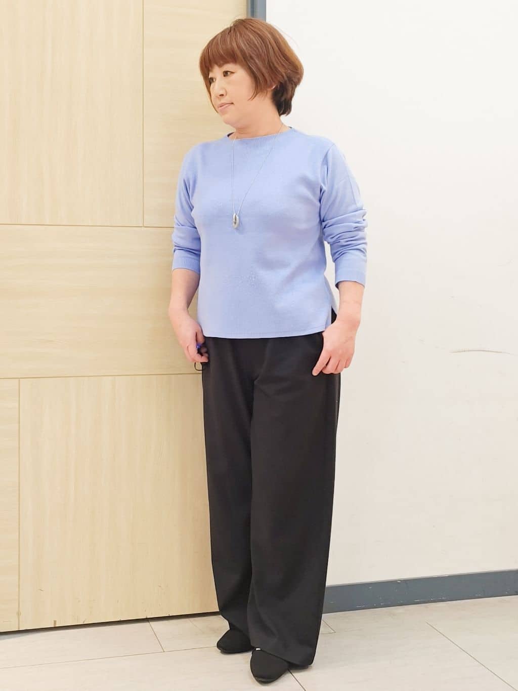 むぅポンさんの「grove｜しなやかな着心地で動きやすい、ダンボールジャージノーカラーコート」を使ったコーディネート