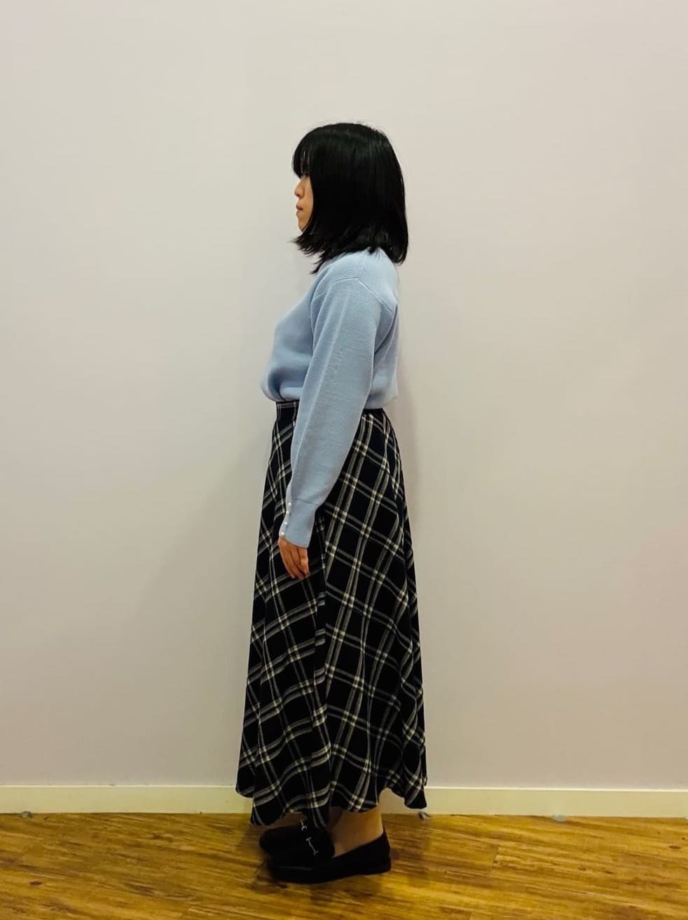 あゆさんの「SHOO･LA･RUE｜【S-LL】立体感が際立つ モールチェックフレアスカート」を使ったコーディネート