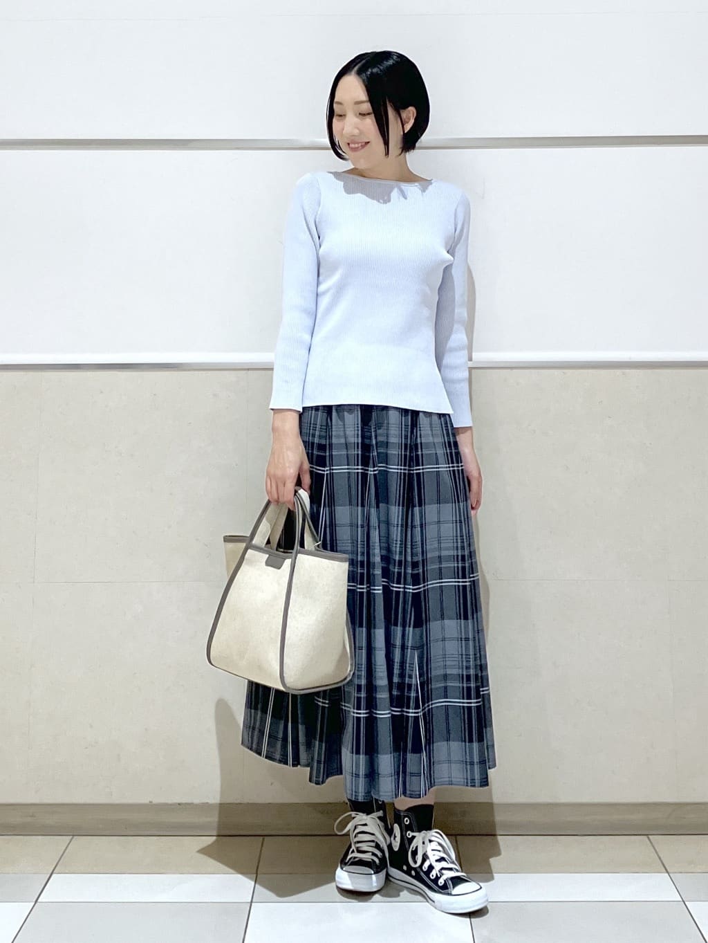 eriko さんの「Dessin｜【洗える】ボートネックリブニット」を使ったコーディネート