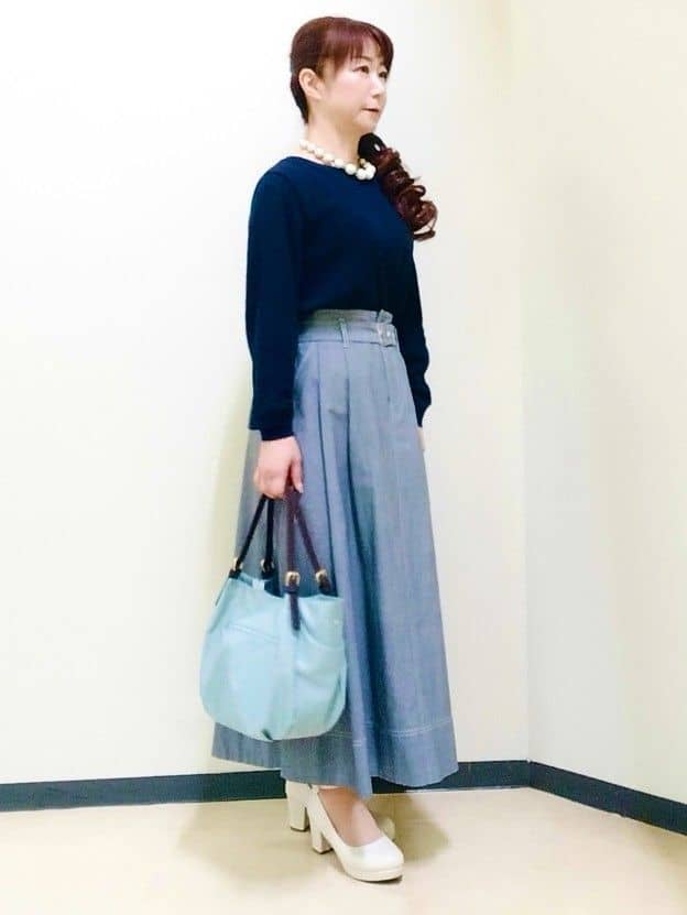 花さんの「Reflect｜ダンガリータックフレアスカート」を使ったコーディネート