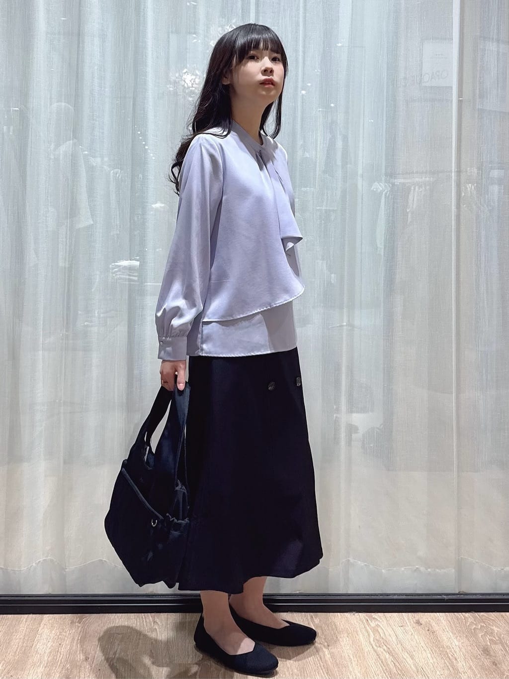 ぞうげさんの「OPAQUE.CLIP｜アシンメトリーボウタイブラウス【洗濯機OK／イージーアイロン／防シワ】《XS～LL》」を使ったコーディネート