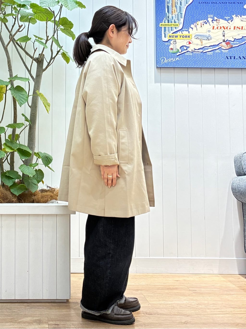 msatoさんの「Dessin｜【花粉ガード/撥水加工/洗える】ステンカラースプリングコート」を使ったコーディネート