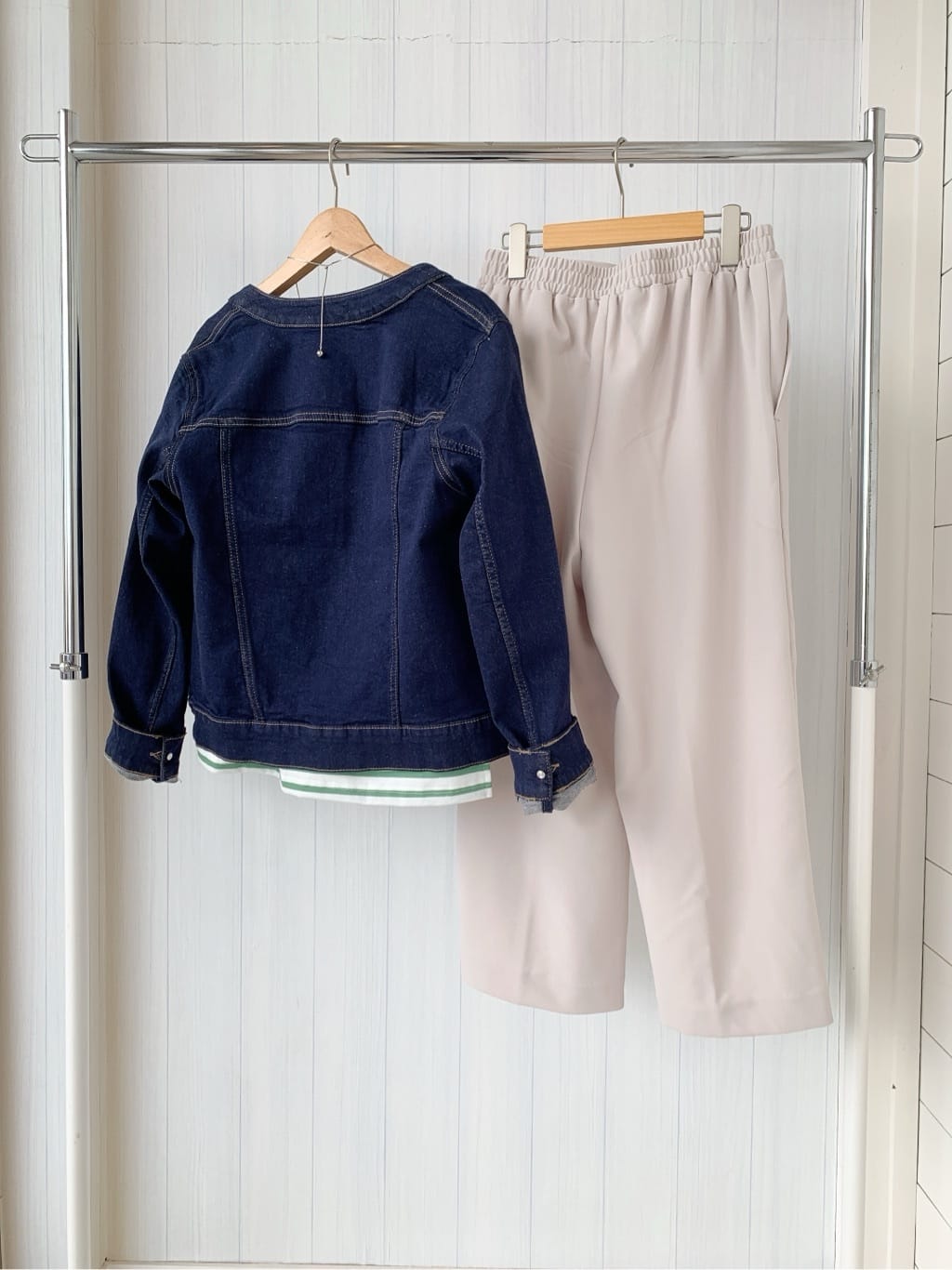 misaさんの「SHOO･LA･RUE｜【SHOO・LA・RUE DENIM/S-LL/高レビュー】大人のための ノーカラーデニムジャケット」を使ったコーディネート