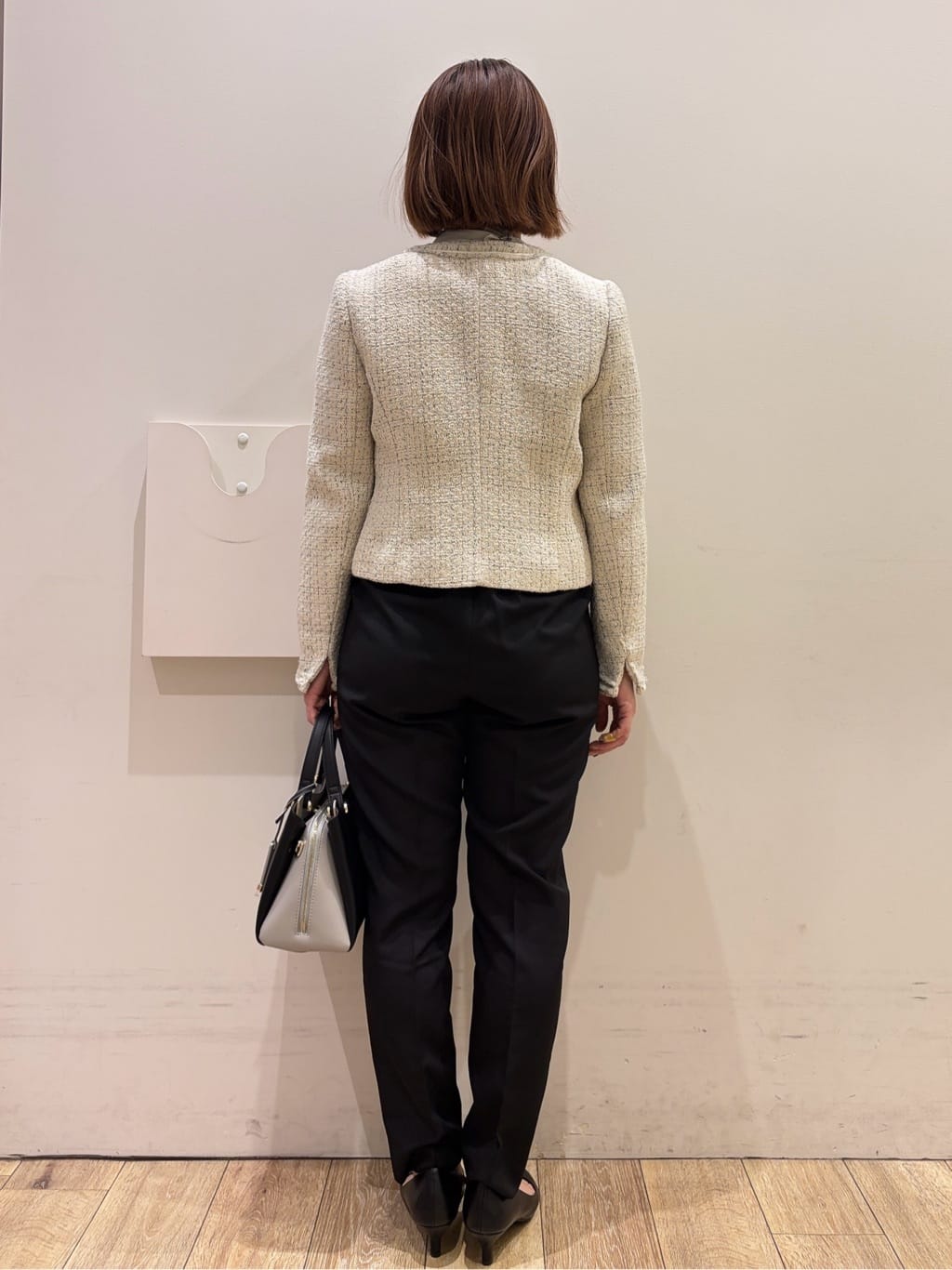 YUKOさんの「index｜《通勤／セットアップ対応》ノーカラーツイードジャケット【洗濯機OK】」を使ったコーディネート