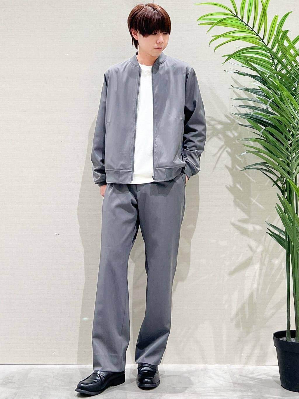 SHI-MAさんの「THE SHOP TK｜FLEX LINE ストレッチリブブルゾン　ストレッチ/防シワ/マシンウォッシャブル/セットアップ可」を使ったコーディネート