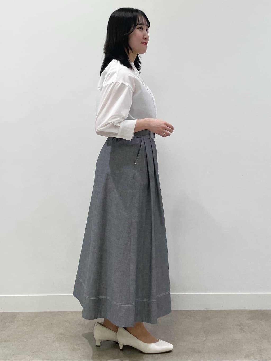 yukariさんの「Reflect｜【接触冷感】八分袖フロントフリルブラウス」を使ったコーディネート