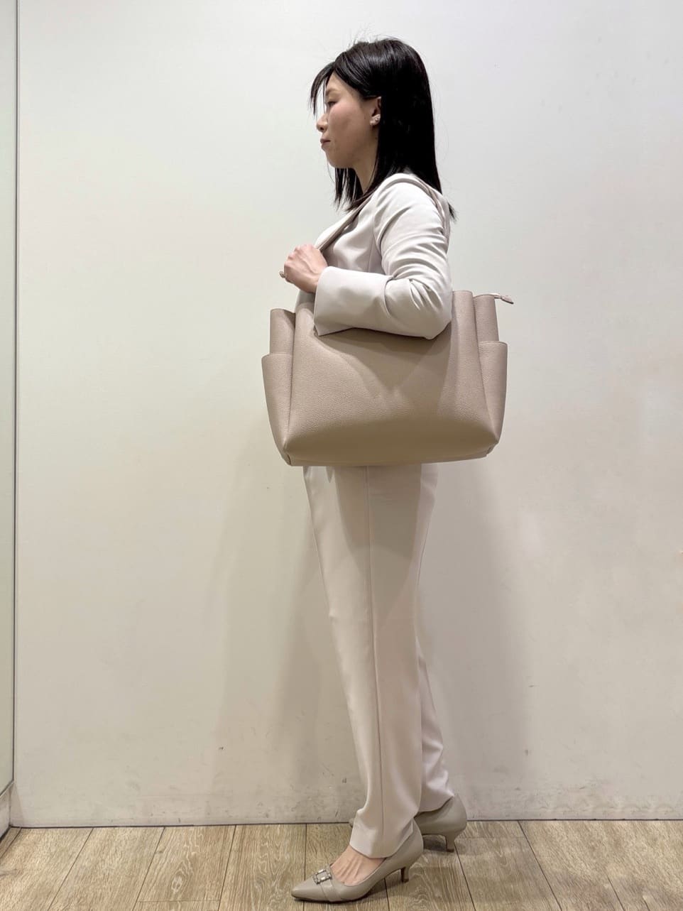 mameさんの「index｜ストレッチノーカラージャケット／セットアップ対応【洗濯機OK／防シワ／イージーアイロン】」を使ったコーディネート