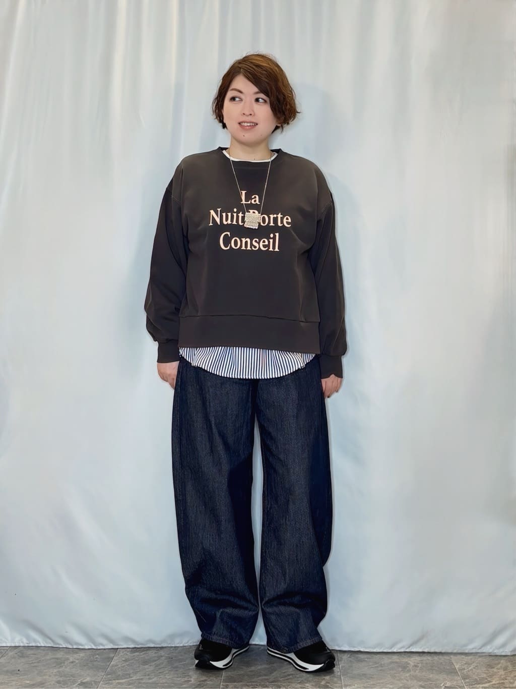 たみさんの「SHOO･LA･RUE｜【綿100%/洗濯機可/S-LL/選べる4柄】ゆるく決めたい日に プリントアソートスウェット」を使ったコーディネート