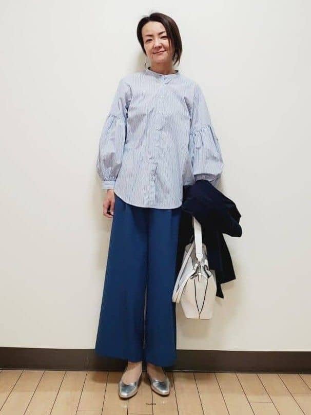 yuuさんの「Reflect｜【レイヤードにおすすめ◎】バンドカラーボリュームスリーブシャツ」を使ったコーディネート