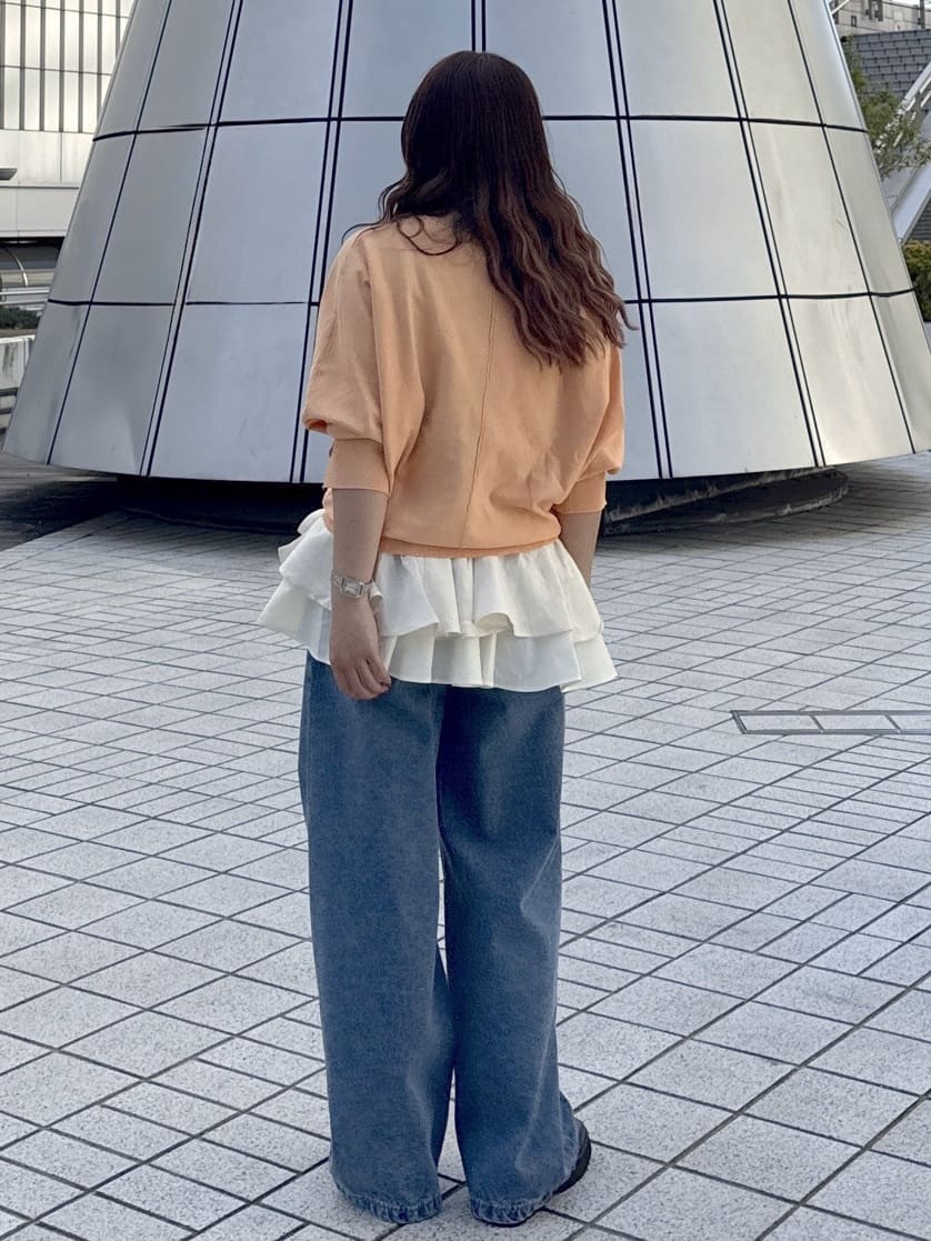 chikoさんの「OPAQUE.CLIP｜リラクシードルマンスリーブニット【洗濯機OK／抗ピル】」を使ったコーディネート