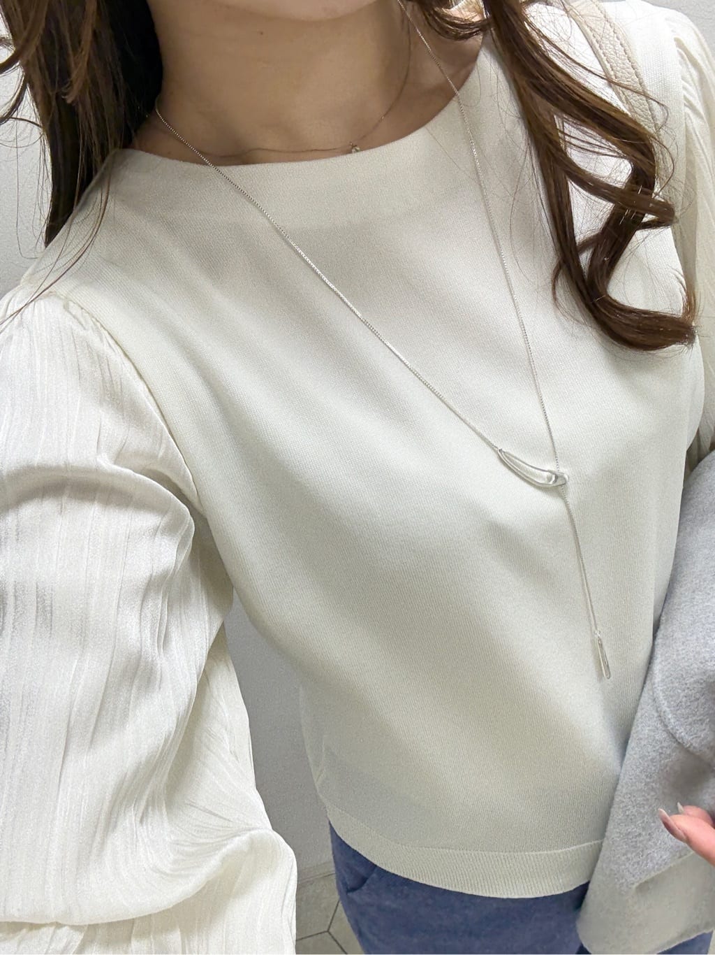 kahoさんの「INDIVI｜【配色デザイン／ショート丈】ウールリバー ノーカラーコート」を使ったコーディネート