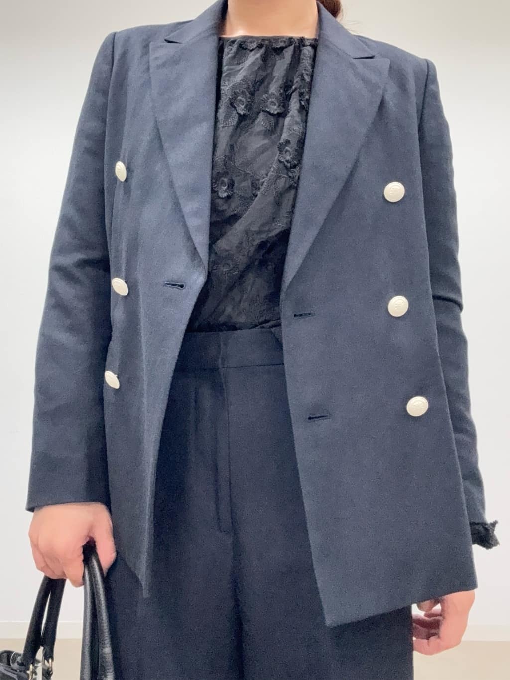 BUNさんの「DRESSTERIOR｜◆【セットアップ可/ウォッシャブル】リネンブレンドワイドパンツ」を使ったコーディネート