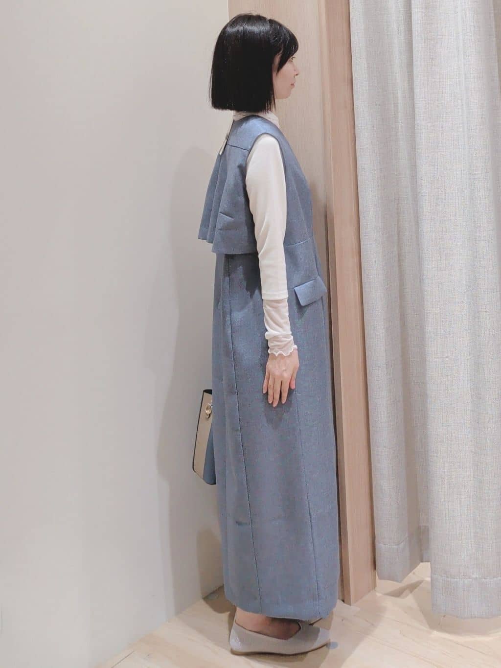 Yuiさんの「grove｜高評価！【一枚着／ジレ】着回しできるトレンチライクジャンドレ」を使ったコーディネート