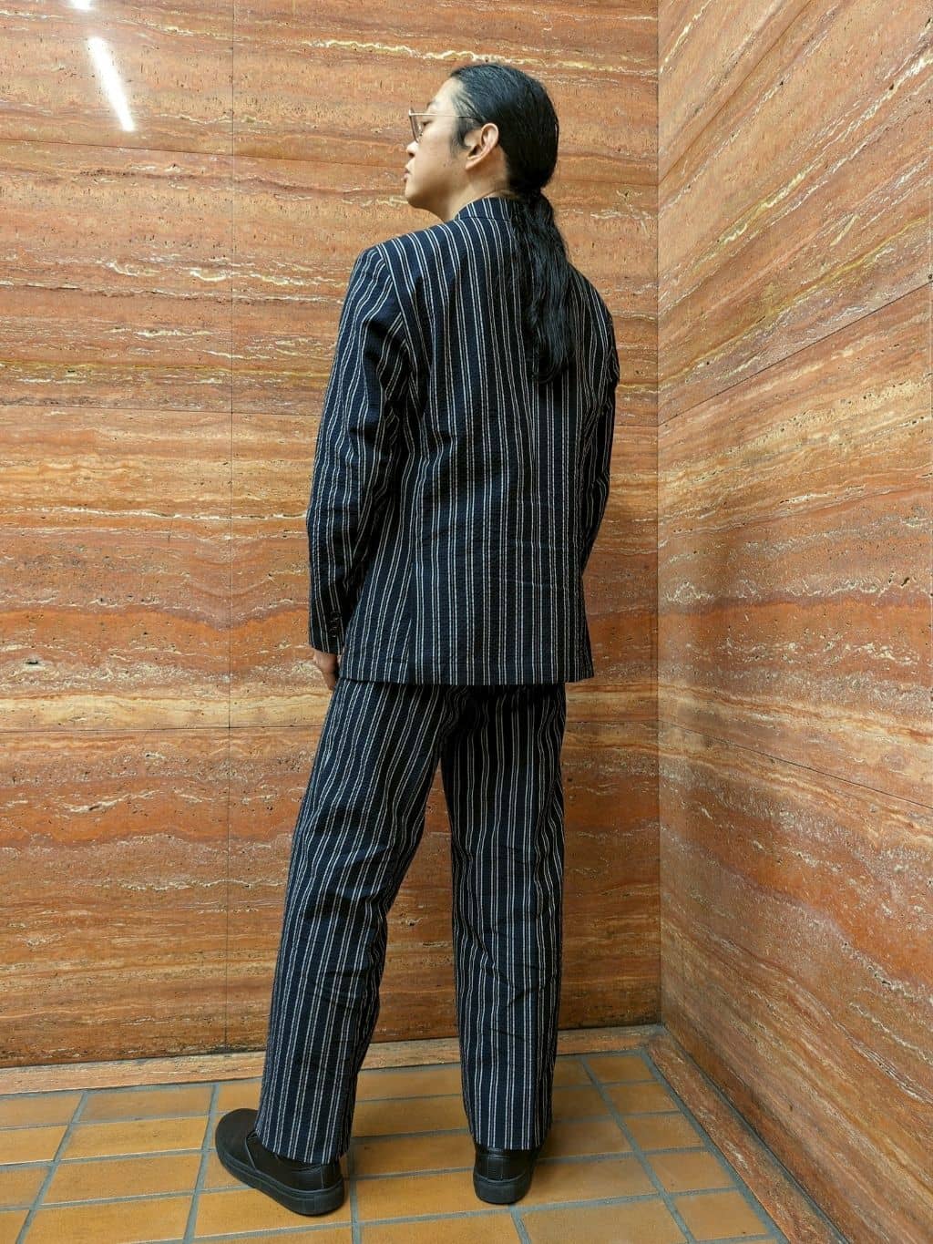 かしげるさんの「TAKEO KIKUCHI｜【BOWLER HAT LABEL】サッカーストライプ ダブルジャケット」を使ったコーディネート