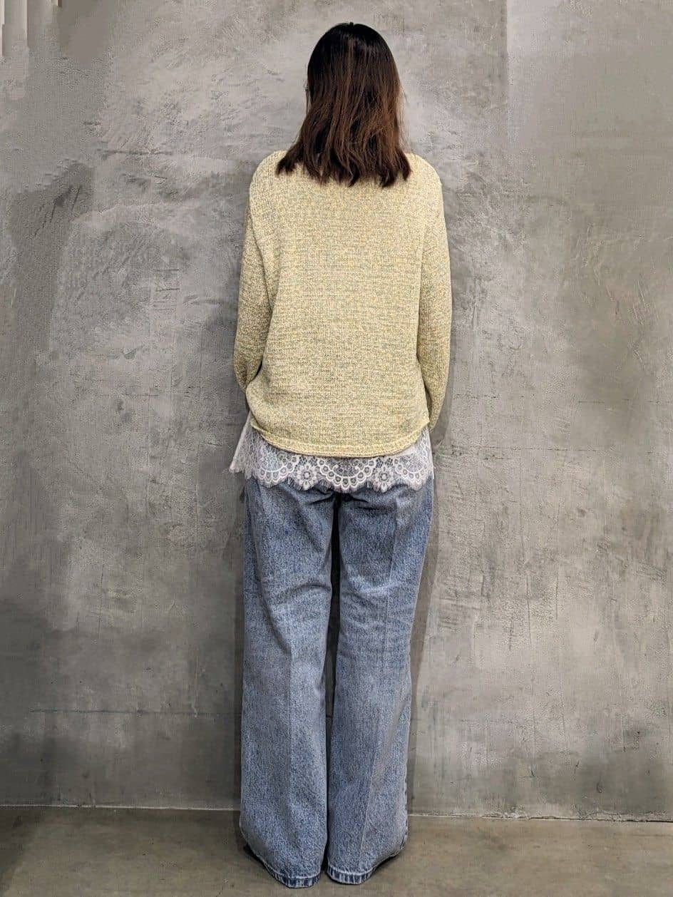  E.Yさんの「THE SHOP TK｜MIXカラーで軽やかに テープヤーンニット」を使ったコーディネート