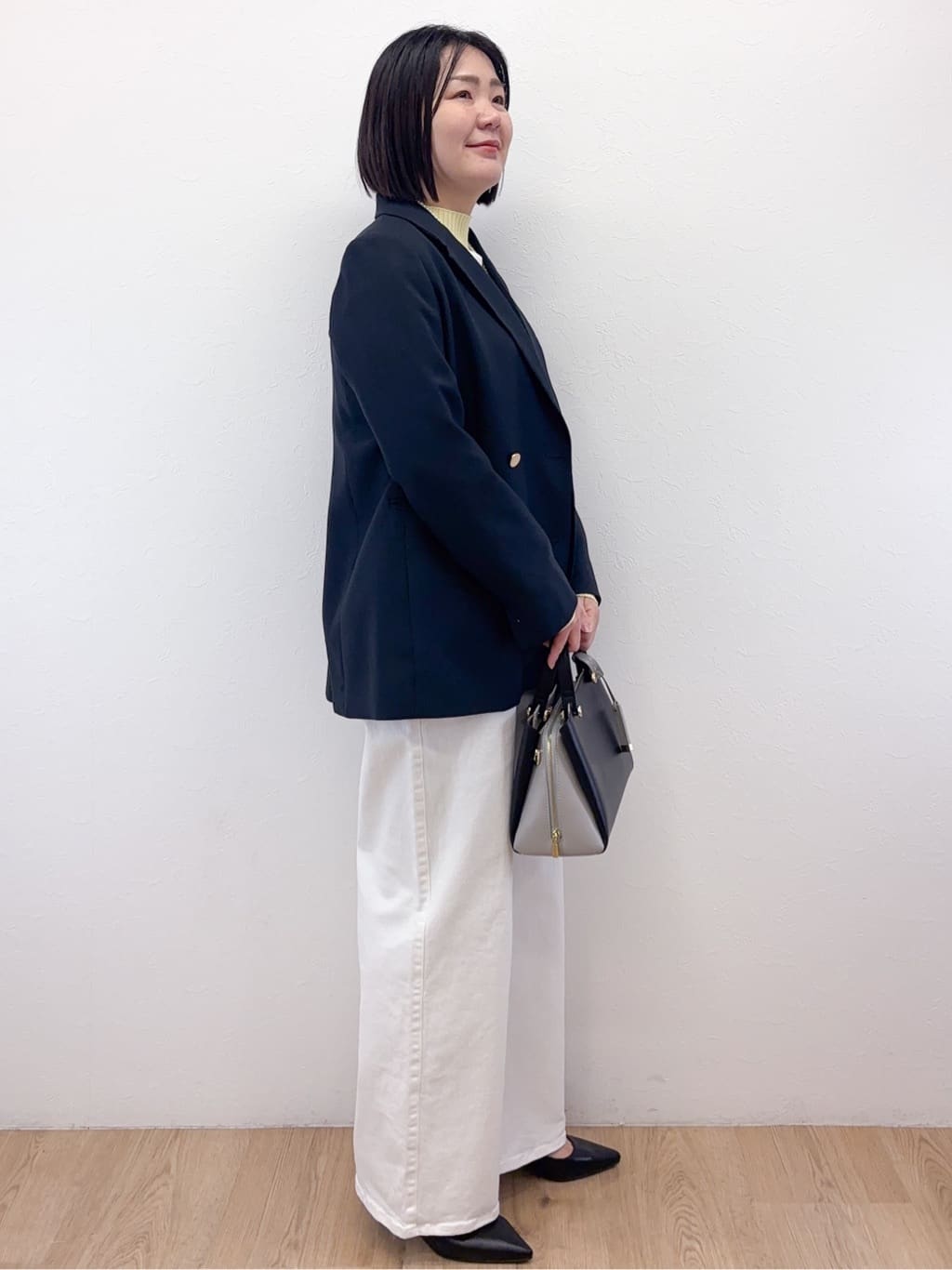 Takeさんの「OPAQUE.CLIP｜金ボタンダブルブレストテーラードジャケット／セットアップ対応【洗える】」を使ったコーディネート