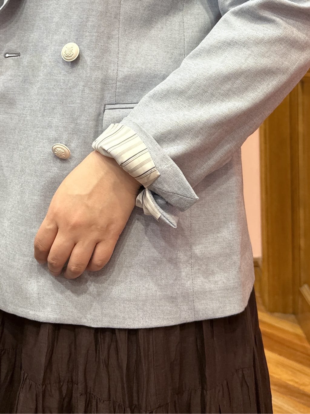 komatsuさんの「DRESSTERIOR｜【セットアップ可】リネンブレンドダブルブレストジャケット」を使ったコーディネート