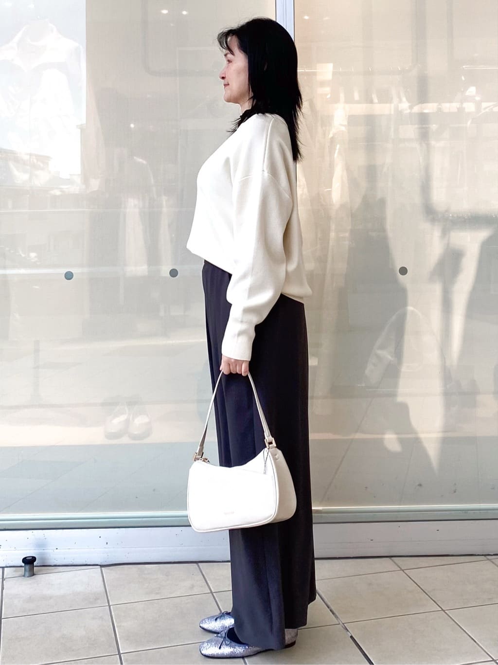 Jeanさんの「OPAQUE.CLIP｜キーネックデザインニット【洗濯機OK】」を使ったコーディネート