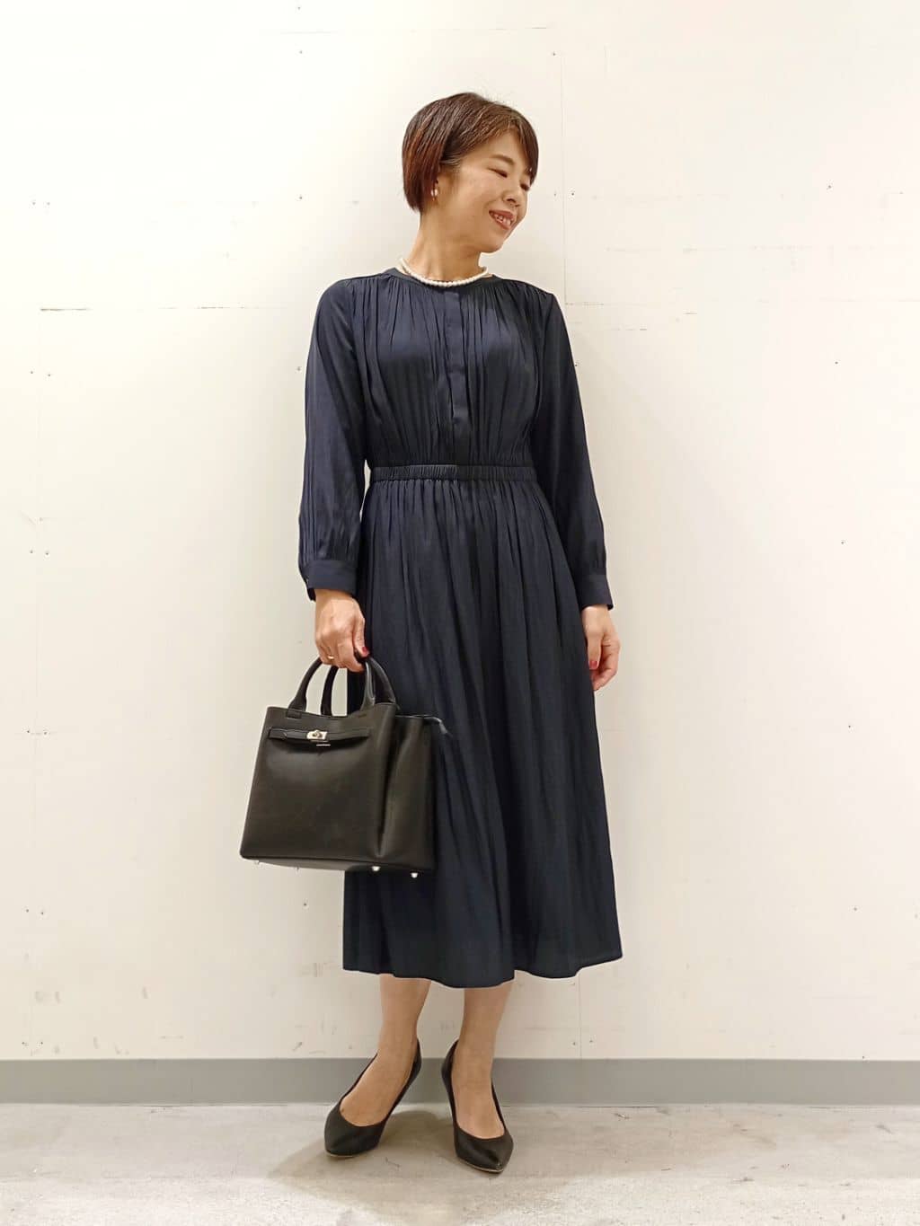 Kさんの「INDIVI｜【洗える】ギャザーフレアワンピース」を使ったコーディネート