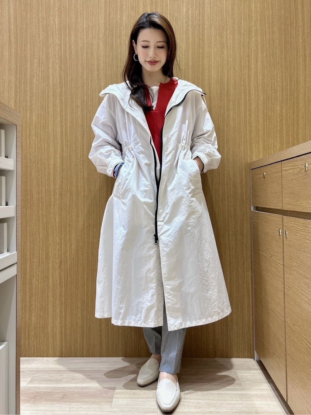 maiさんの「OPAQUE.CLIP｜撥水フードZIPロングコート【洗濯機OK】」を使ったコーディネート