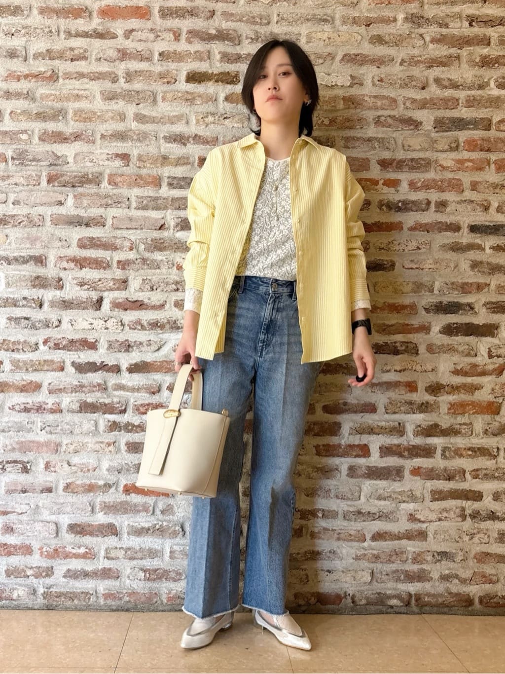 しばさんの「THE SHOP TK｜【POLO BCS 別注】ストライプOXシャツ」を使ったコーディネート