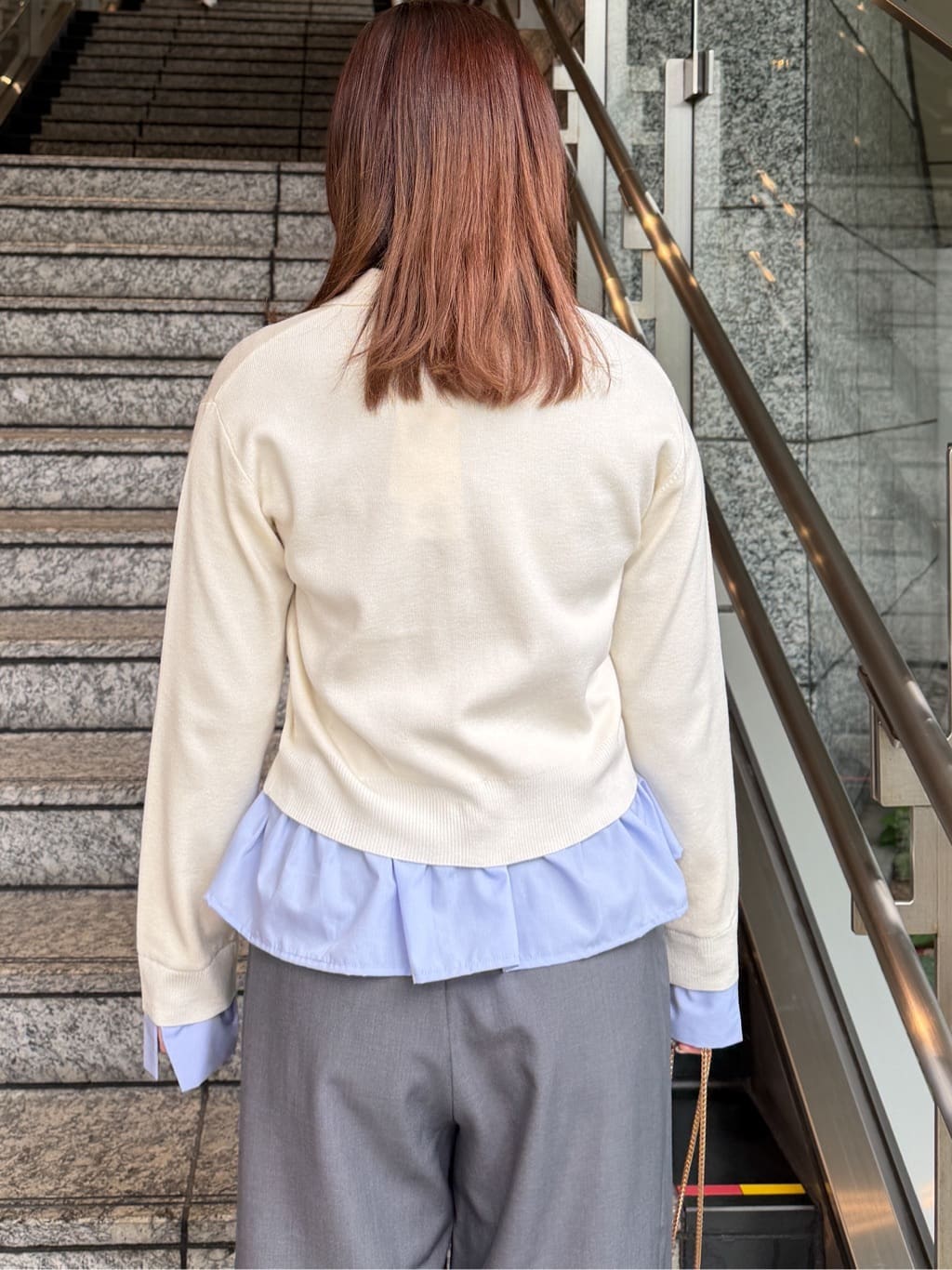 HANNAさんの「OPAQUE.CLIP｜ポロ衿シャツドッキングニット【洗濯機OK】」を使ったコーディネート