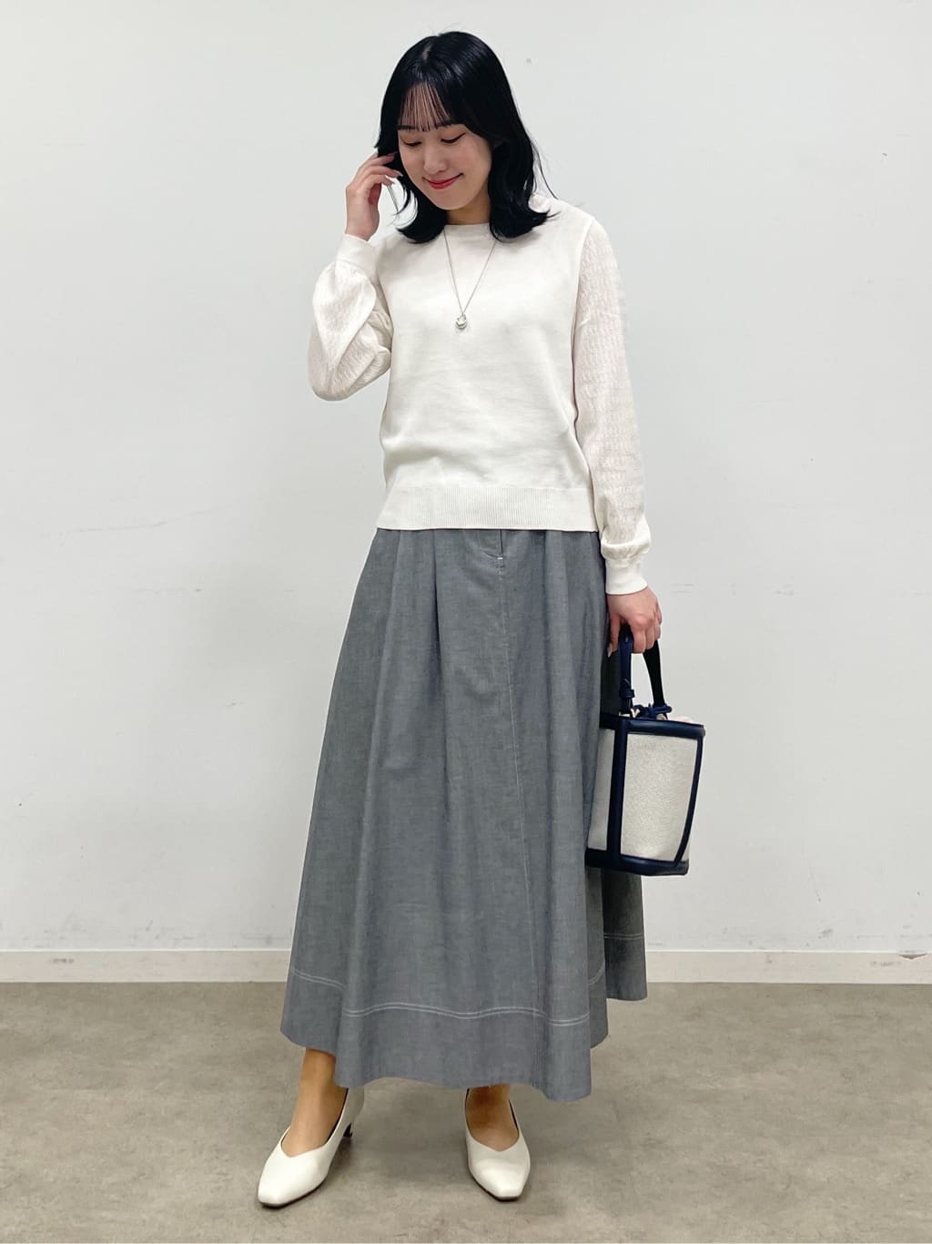 yukariさんの「Reflect｜透かしスリーブデザインハイゲージニット」を使ったコーディネート