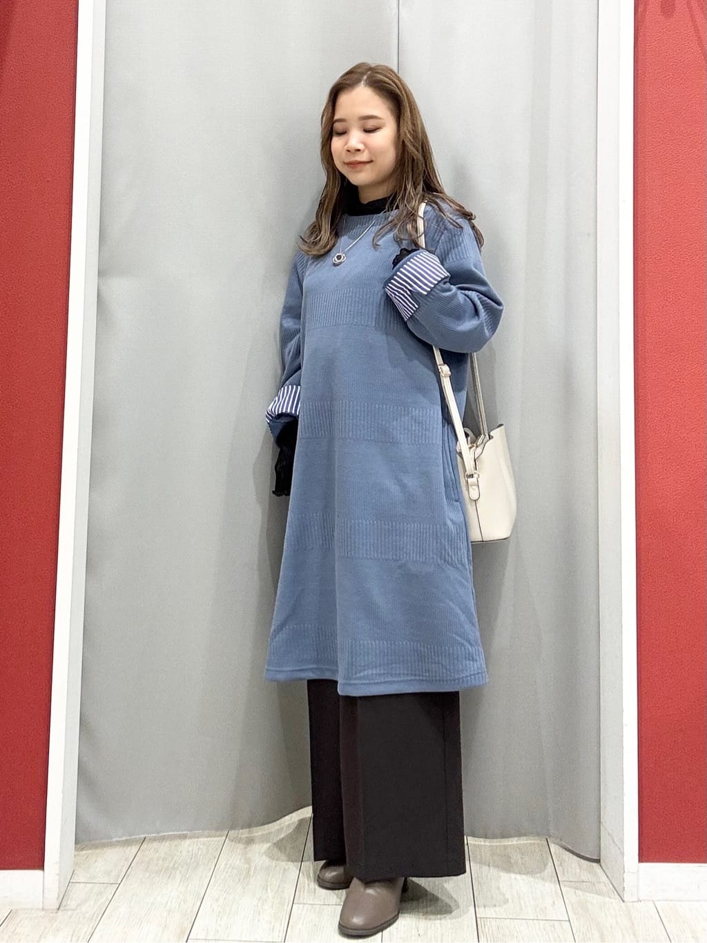 shioさんの「SHOO･LA･RUE｜【体型カバー/洗濯機可/S-LL】お袖ストライプAラインチュニック」を使ったコーディネート