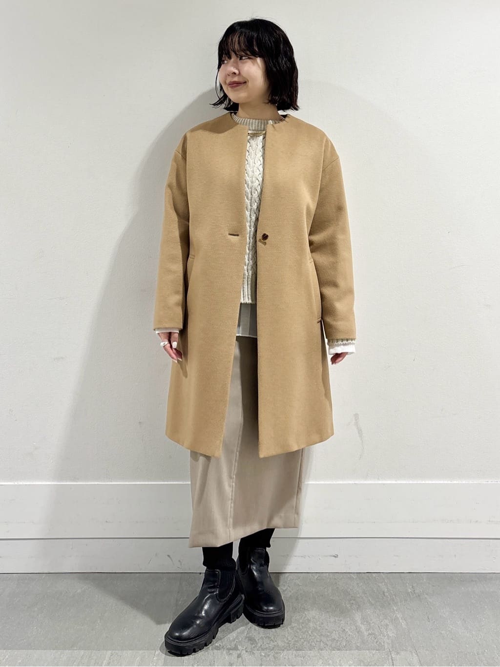 モエカさんの「UNTITLED｜【洗える】スポンディッシュ ケーブル柄ニット」を使ったコーディネート