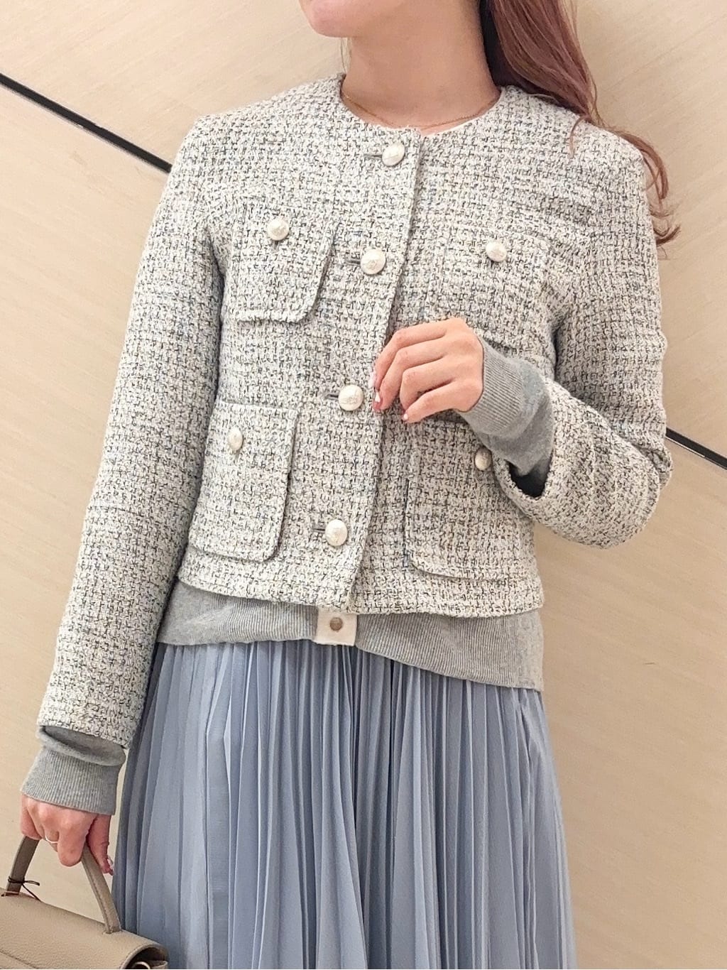 Rinaさんの「DRESSTERIOR｜ウォッシャブルブライトシアープリーツスカート」を使ったコーディネート