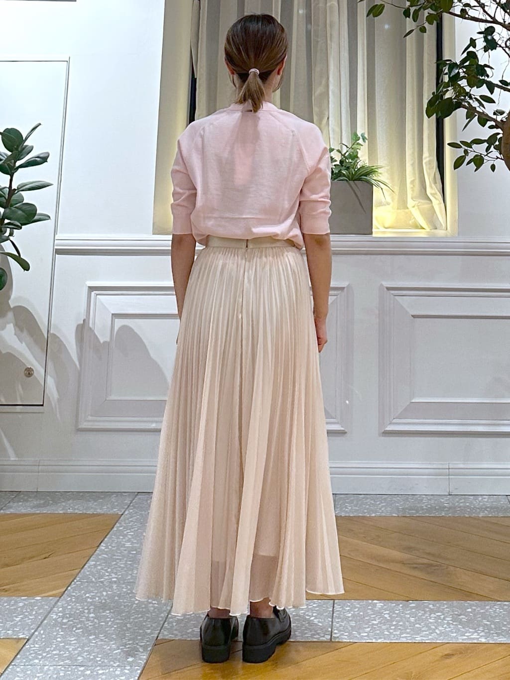 なべこさんの「DRESSTERIOR｜【ウォッシャブル】コットンシルクハーフスリーブニット」を使ったコーディネート