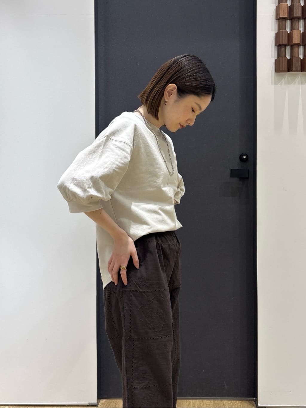 risaさんの「Dessin｜【360度可愛い】バックヘンリーカットソー5分袖」を使ったコーディネート