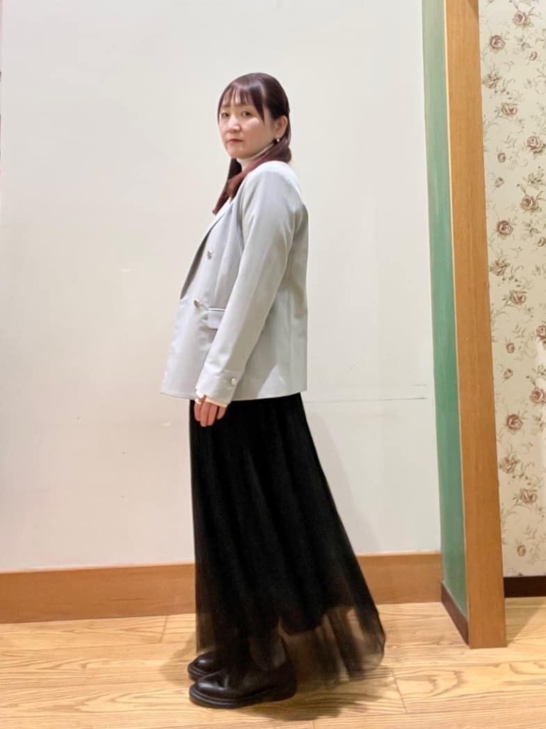 ゆっきーさんの「SHOO･LA･RUE｜【セットアップ可/S-LL/洗濯機可】マニッシュに決まる ダブルブレストジャケット」を使ったコーディネート
